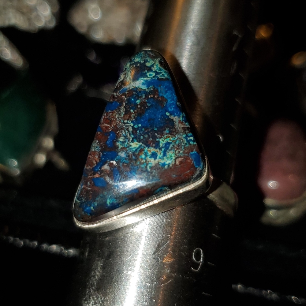 Rare Azurite SS 925 Ring sz 8.5 (sterling silver)